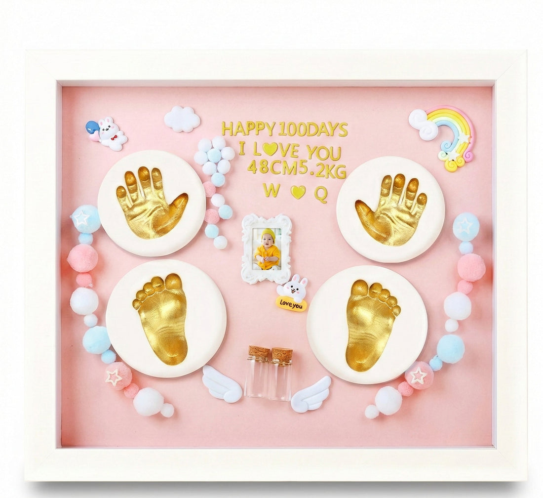 Kiddospot baby hand and footprint frame pink - baby shower gift guide Australia 2026
