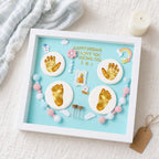 Kiddospot blue baby hand and footprint frame hero — complete inkless keepsake kit