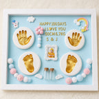 Kiddospot blue baby hand and footprint frame hero — complete inkless keepsake kit