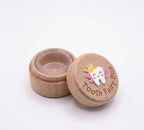 Kiddospot deluxe tooth fairy box close-up engraving detail — premium beechwood lid design