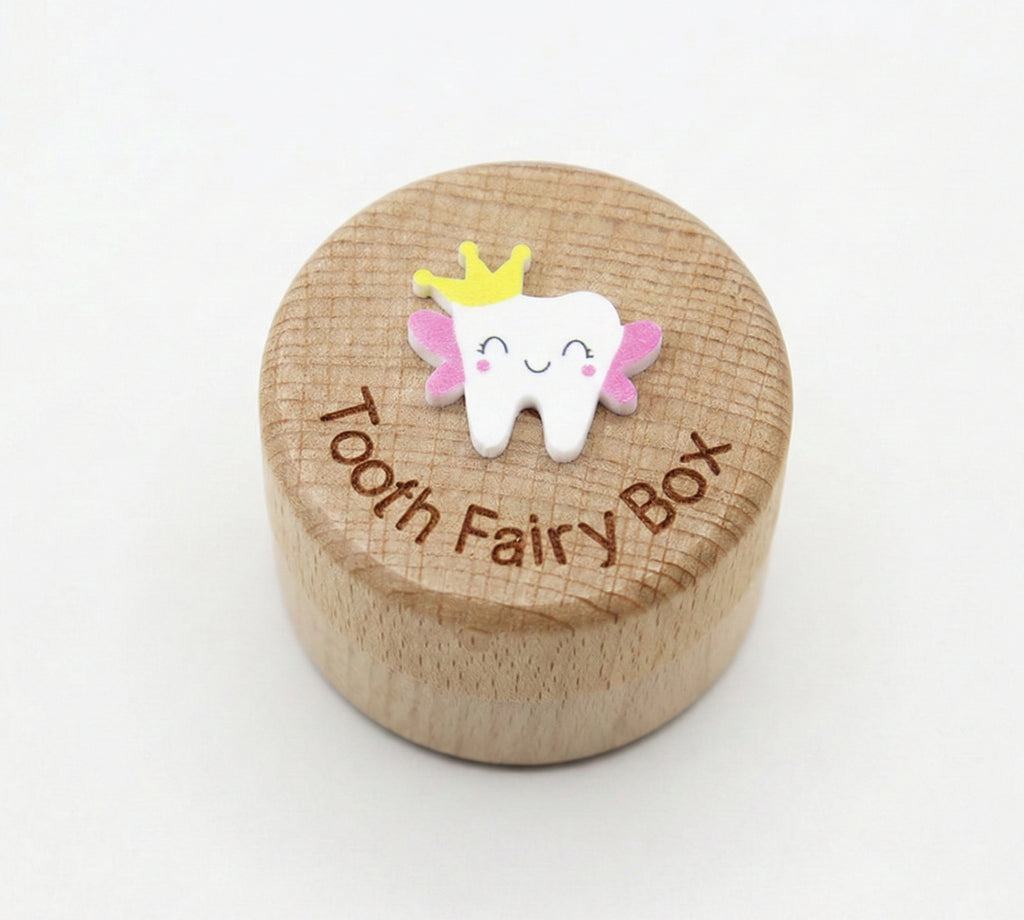 Kiddospot deluxe engraved wooden tooth fairy box front view — premium beechwood