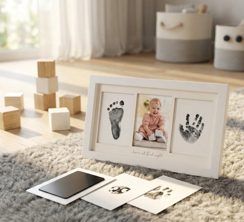 Kiddospot newborn inkless footprint kit lifestyle — safe for newborn skin