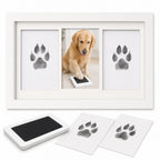 Kiddospot inkless pet paw print kit — dog paw impression card and white keepsake frame