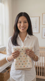 Kiddospot's organic and chemical-free baby blanket with love heart pattern parent review.