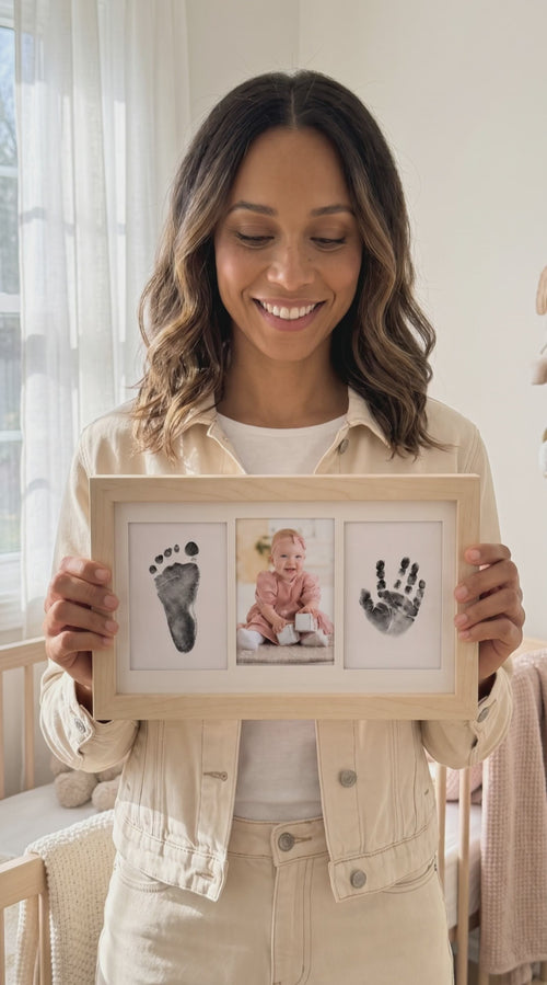Kiddospot's inkless handprint & footprint kit for newborn in natural brown color product review by a parent. 