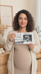 Kiddospot's wooden baby reveal and due date calender prop reviewed by a parent. 