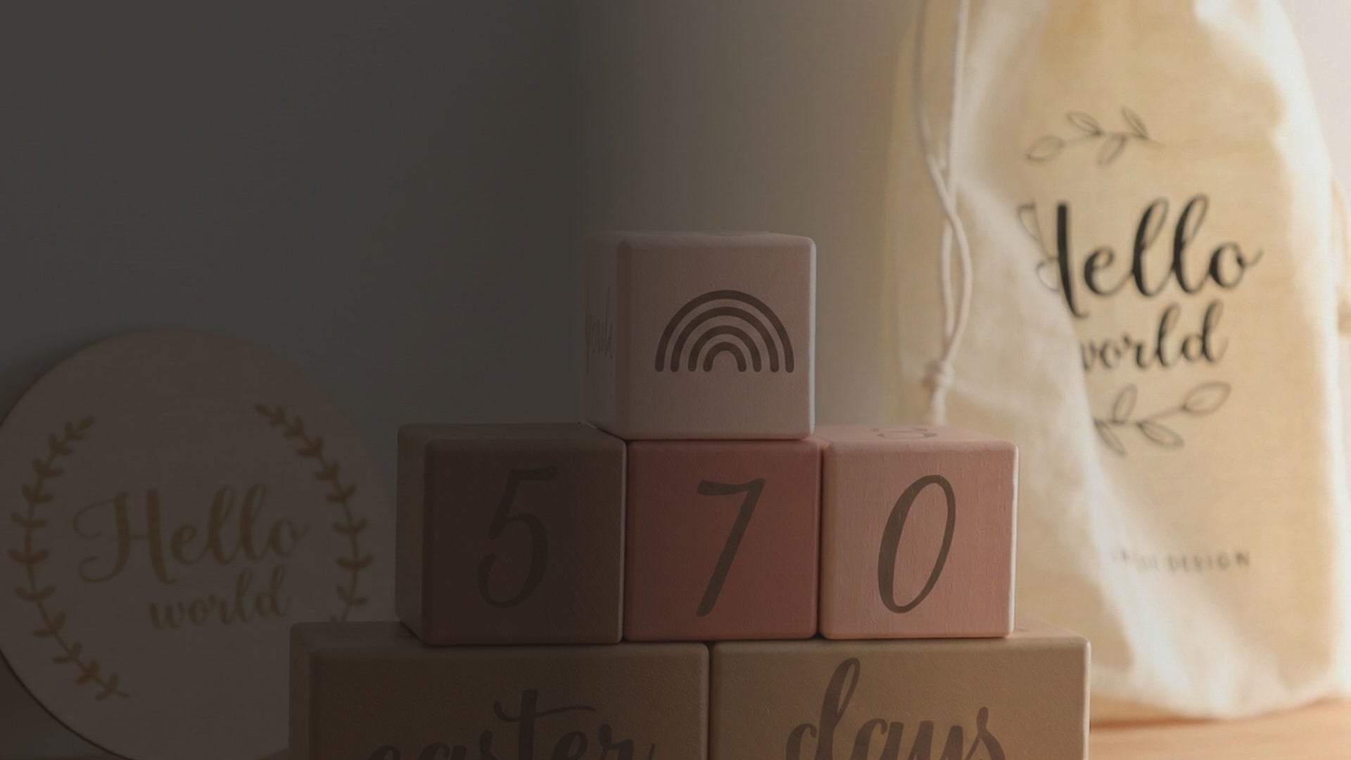 Kiddospot Pink Wooden Baby Milestone Photo Props — monthly disc set for parents and gift givers tracking baby's first year
