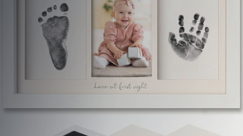 Kiddospot Newborn Inkless Hand and Footprint Kit — mess-free, non-toxic keepsake set safe for newborn skin from day one. Captures crystal-clear prints of tiny hands and feet. Includes inkless pad, impression cards, and frame. Perfect hospital bag essential and baby shower gift. Free AU shipping. kiddospot.com